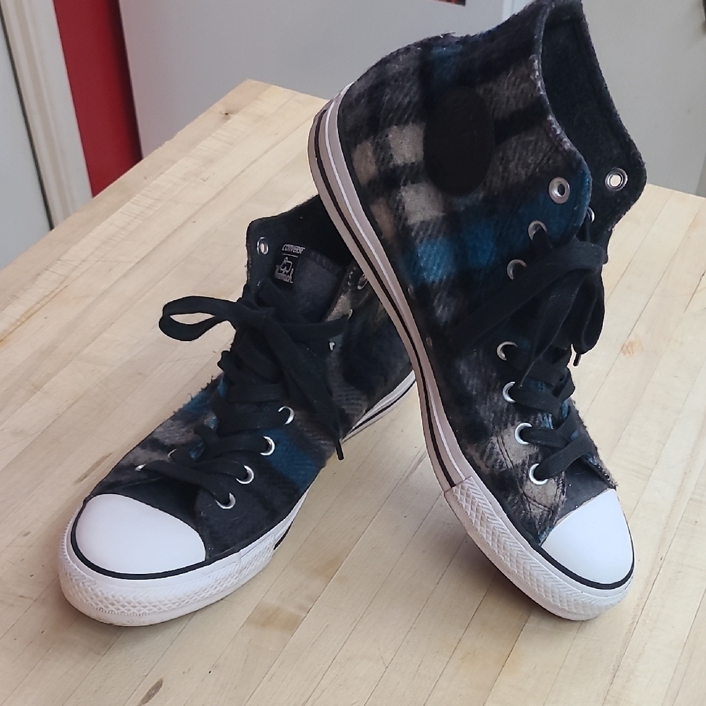 Converse Plaid High-Top Sneakers